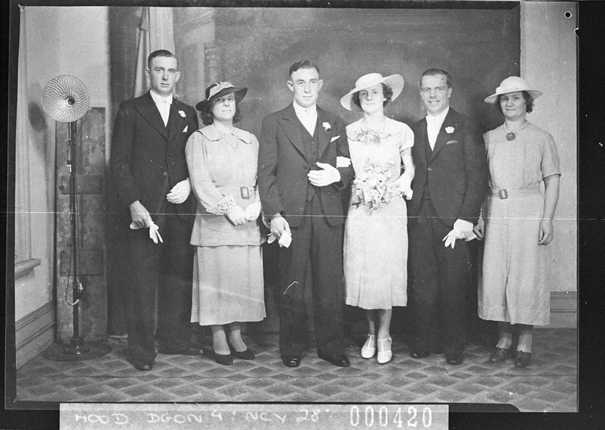 Wedding group of Mr and Mrs Clay (1936)