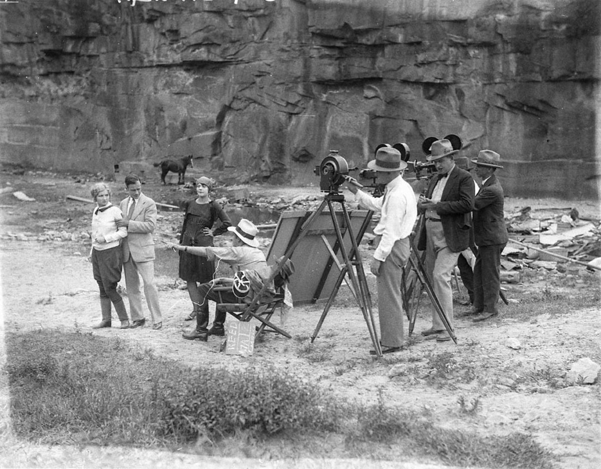 William Reed filming the silent film The Romance of Runnibede (1927)