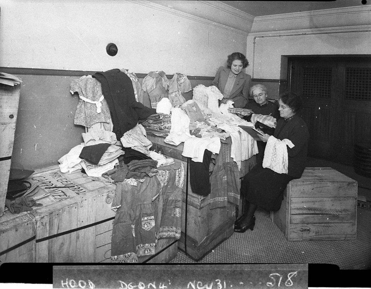 Women sorting clothes Salvation Army Comfort from Mrs Clifford Wilson Maryvale Barraba (1942)