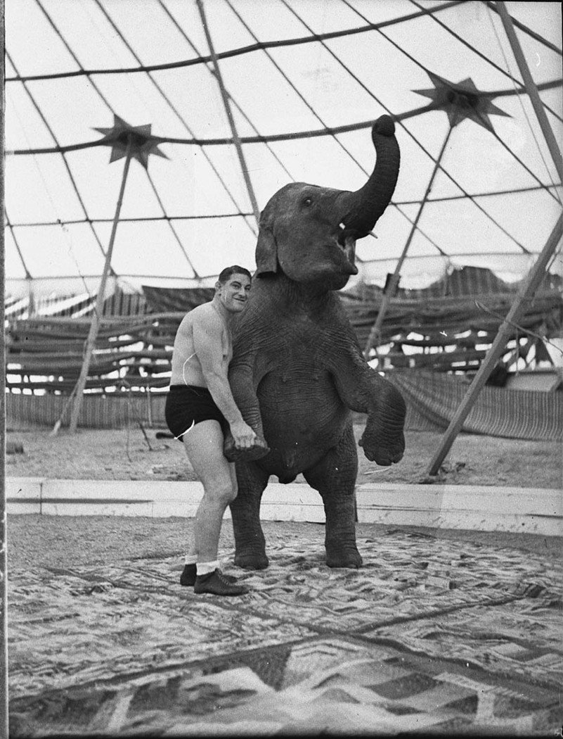Wrestler Lofty Blomfield taken for Leichhardt Stadium (1937)