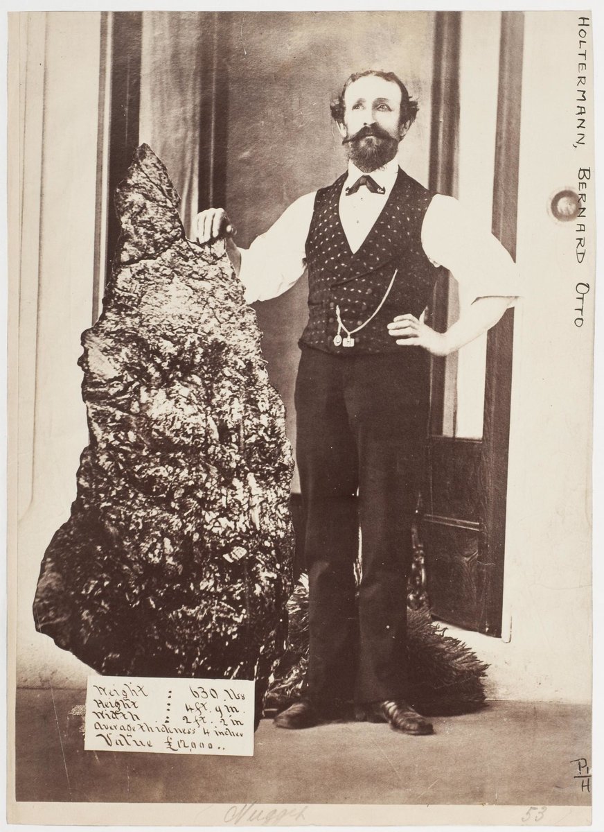 Bernhard Otto Holtermann with 630lb gold from Hill End, North Sydney (1874–76)