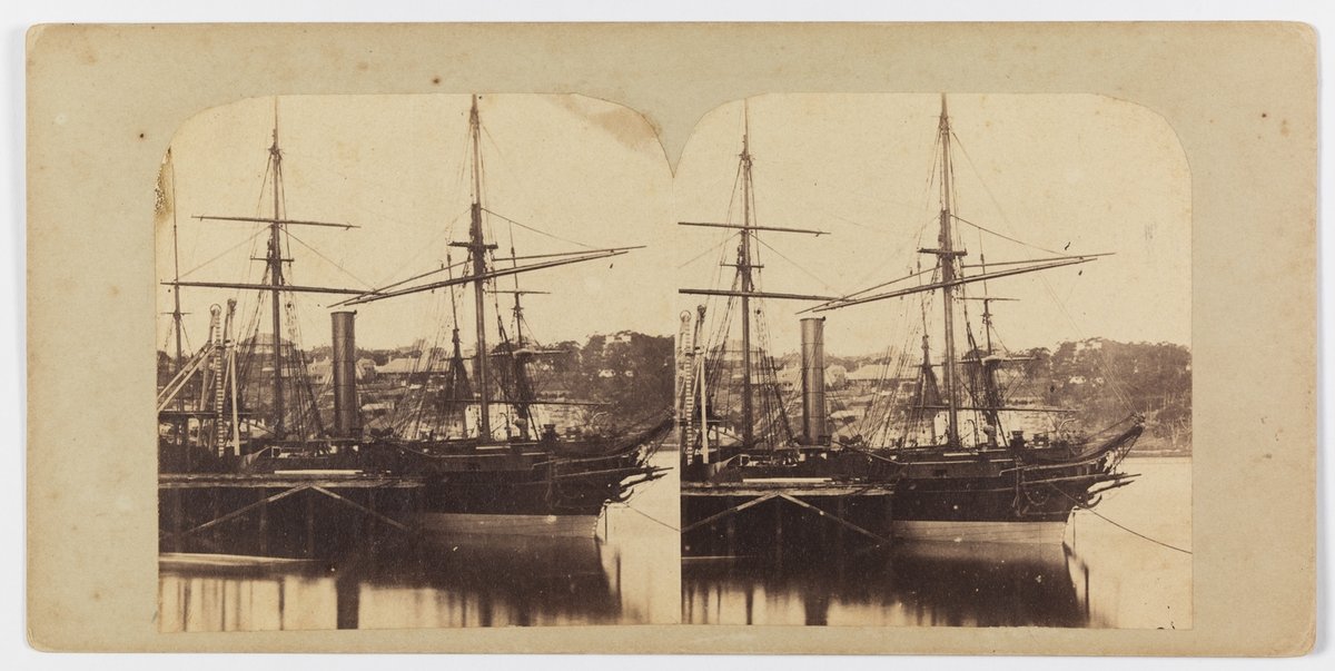At the ‘Dry Docks’, the Bombay alongside (1862) (Close-up of P&O Bombay at Mort’s Dock, Balmain)