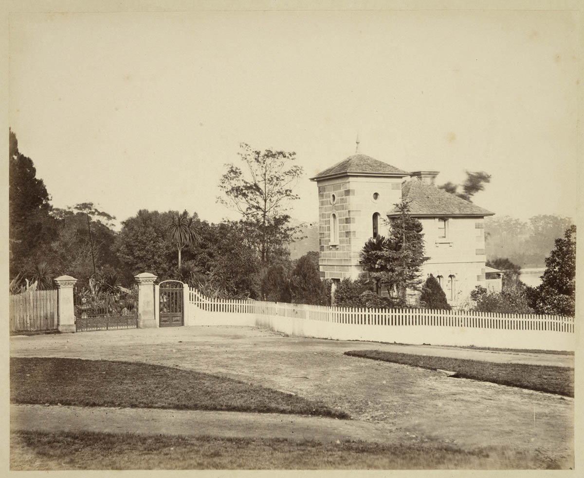 Gatehouse at Botanical Gardens, c. 1879, by Tronier Artist Photographer, Sydney city centre (1879–84)