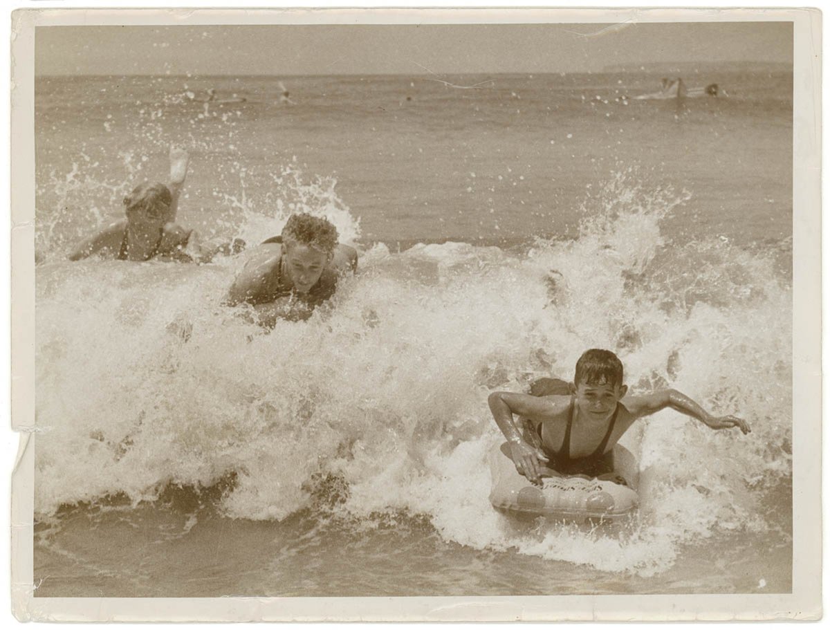 Surfoplane riding at a Sydney beach, 193- - Sam Hood (1935)