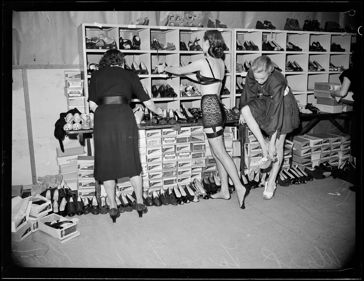 Backstage, Mark Foys fashion parade, Sydney, ca. 1947 - negative for PIX magazine, Sydney city centre (c. 1947)