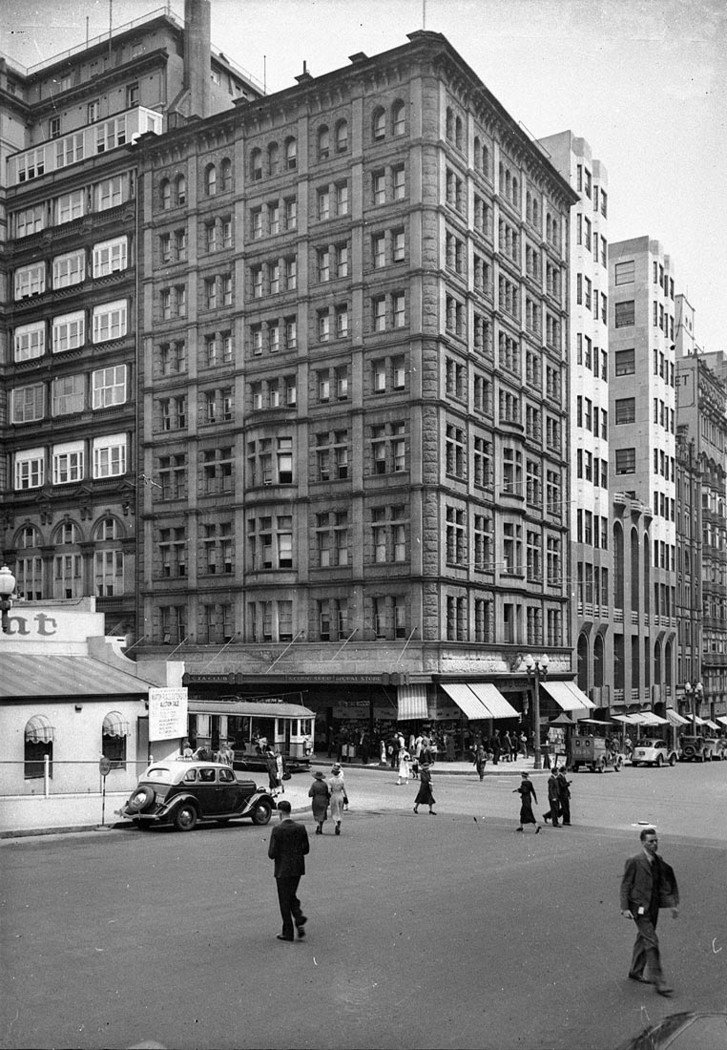 Martin Place and Castlereagh Street; Hotel Australia, Sydney, ca. 1935 - photographers Hall and Co (c. 1935)