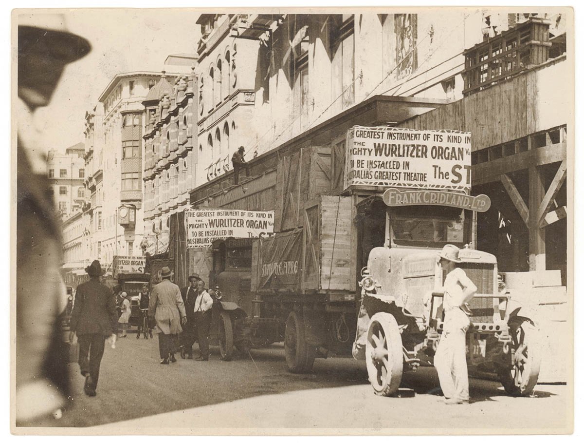 Wurlitzer trucks, State Theatre, ca.1929, by Sam Hood, Sydney city centre (c. 1929)