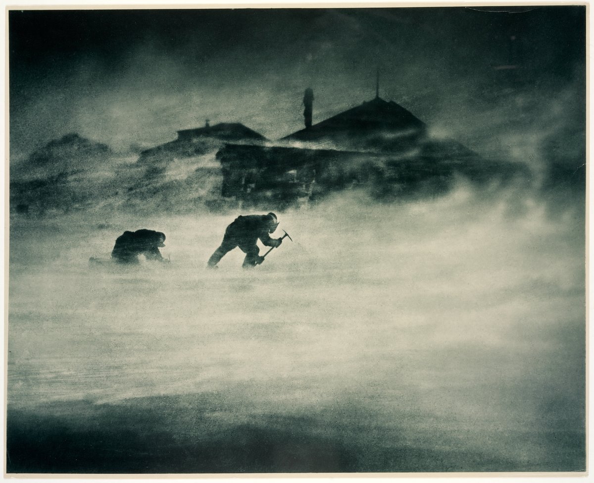 Blizzard at Cape Denison ~ Cape Denison, Antarctica, c. 1912. Frank Hurley. carbon print, Sydney city centre
