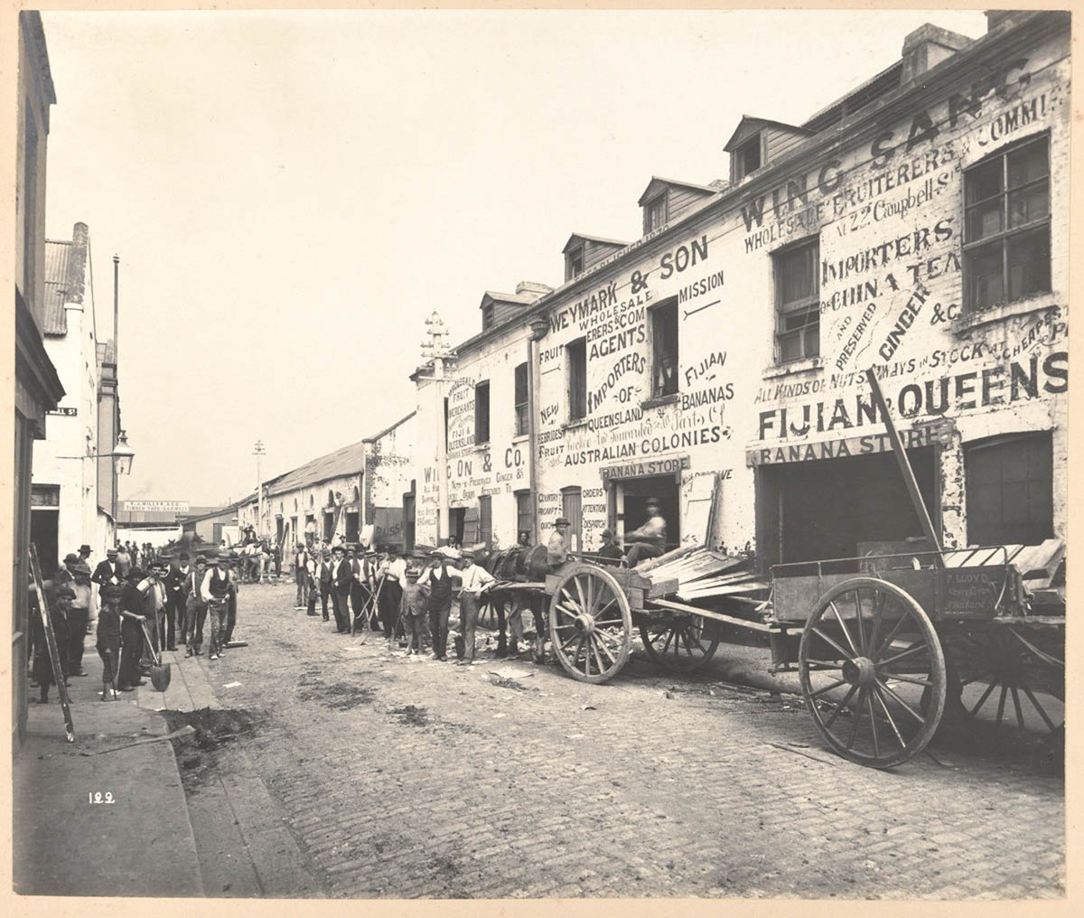 Barker-street from Views taken during Cleansing Operations, Quarantine Area, Sydney, 1900, Vol. II - under the supervision of Mr George McCredie, F.I.A., N.S.W. photographed by John Degotardi Jr, Martin Place