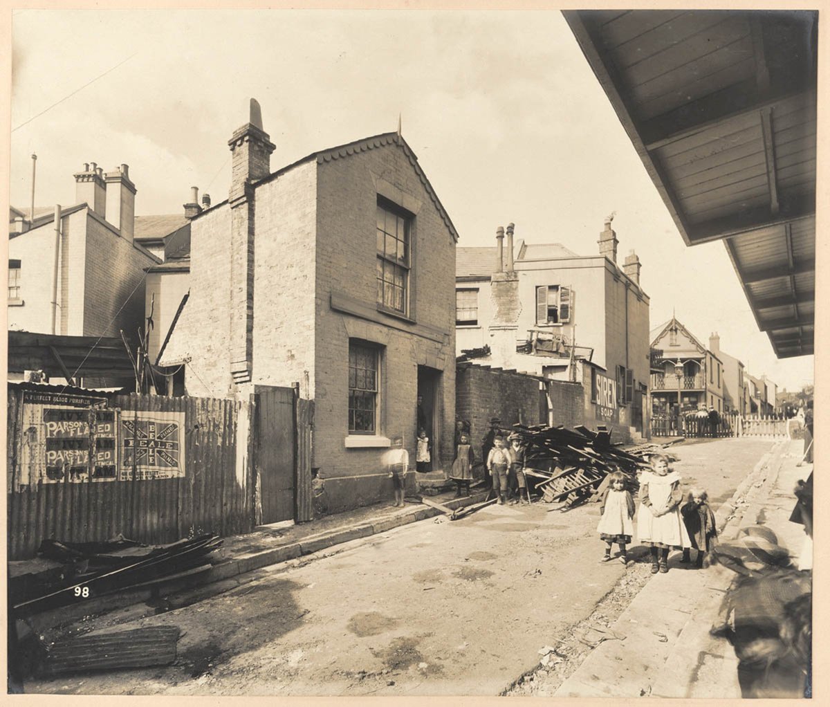 Nos. 24, etc., Hunt-street from Views taken during Cleansing Operations, Quarantine Area, Sydney, 1900, Vol. II - under the supervision of Mr George McCredie, F.I.A., N.S.W. photographed by John