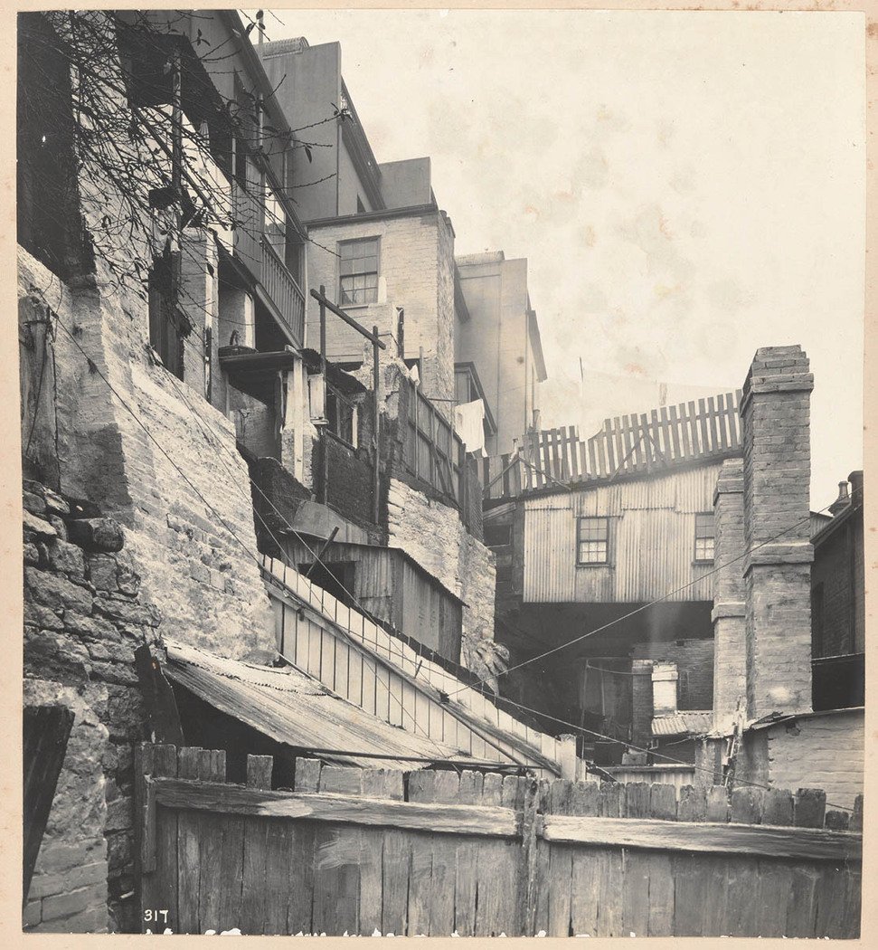 At rear of Gloucester-street, from Views taken during Cleansing Operations, Quarantine Area, Sydney, 1900, Vol. V - under the supervision of Mr George McCredie, F.I.A., N.S.W. photographed by John, Sydney city centre
