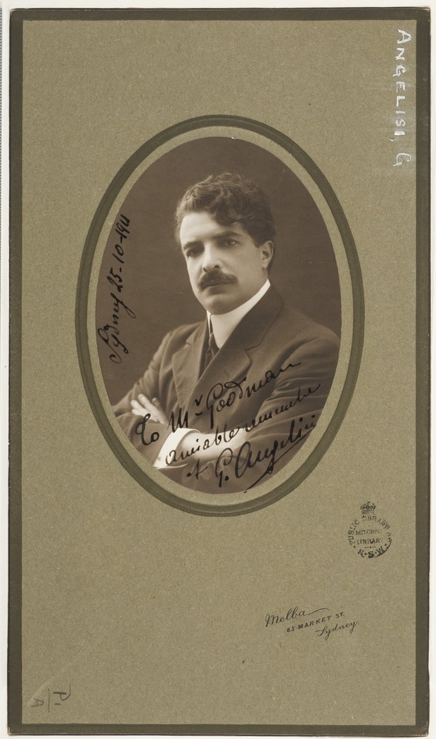 Giuseppe Angelini, conductor to the Melba-Williamson Opera Company, Sydney, 25 October 1911 - photograph by Melba Studio
