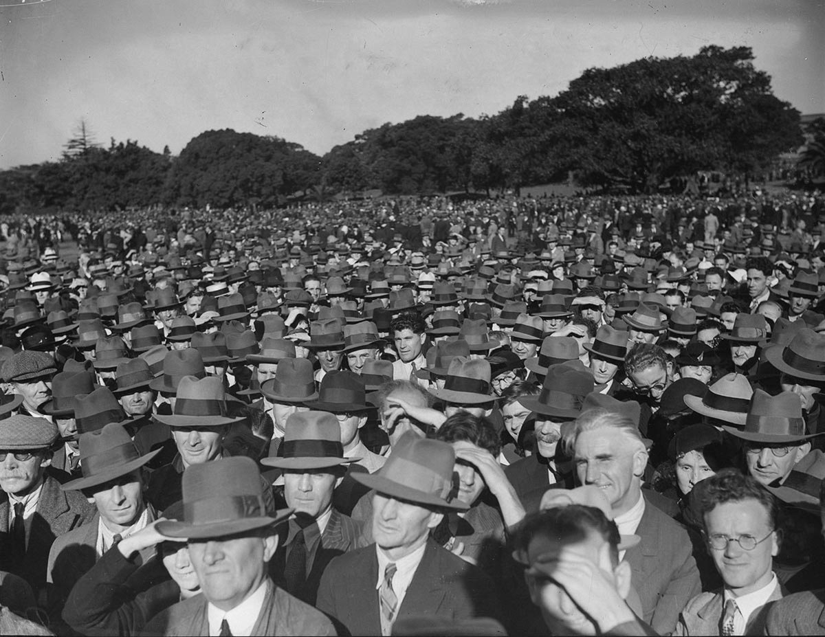 The crowd, Taken for Sam Hood's news photo services. Huge crowd in the Domain to hear Communist Party speaker, c. 1934, Sydney city centre