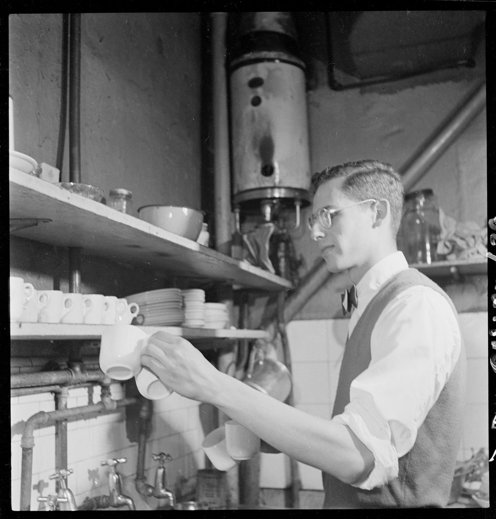 Martin Haberman from Lincoln Coffee Lounge and Cafe, Rowe Street, Sydney - photographed by Brian Bird c. 1948-1951 (1948–51)