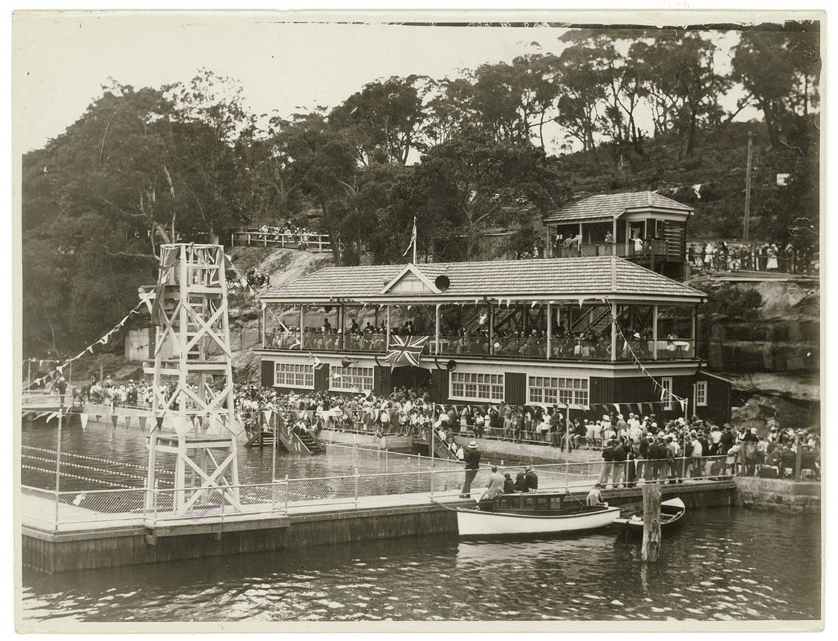 Swimming carnival, Roseville Baths, c. 1930s, by Sam Hood