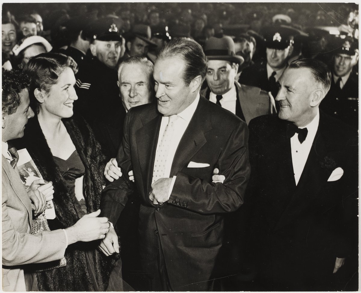 Bob Hope and Mel Lawton (Manager Prince Edward Theatre), c. 1950s, by Ted Hood, Sydney city centre
