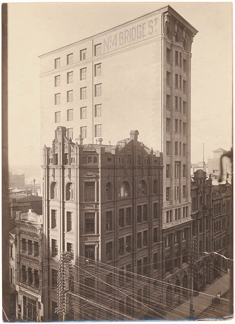 Corner Bridge and George Sts, Sydney, c. 1915, by Sam Hood