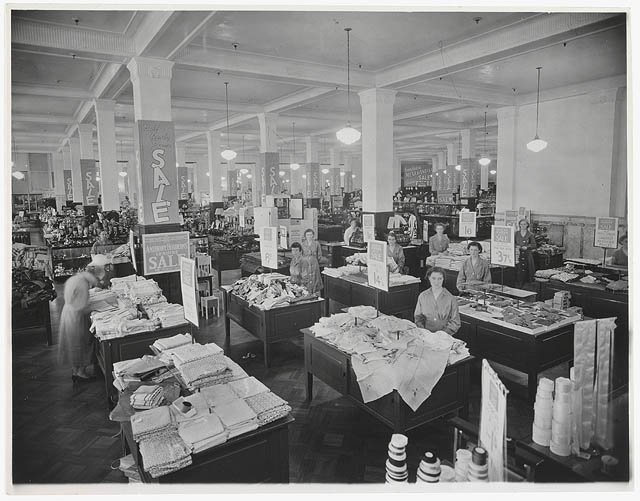 Sales floor, Anthony Hordern and Sons, Brickfield Hill, Sydney, c. 1933-1938, Sydney city centre (1933–38)