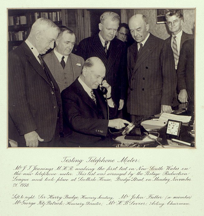 Testing telephone meter, 1938, Sydney city centre