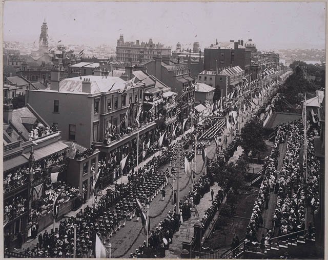 Inauguration of the Australian Commonwealth, Macquarie Street, Sydney, 1st January 1901 - W. A. Gullick, Government Printer, Sydney city centre