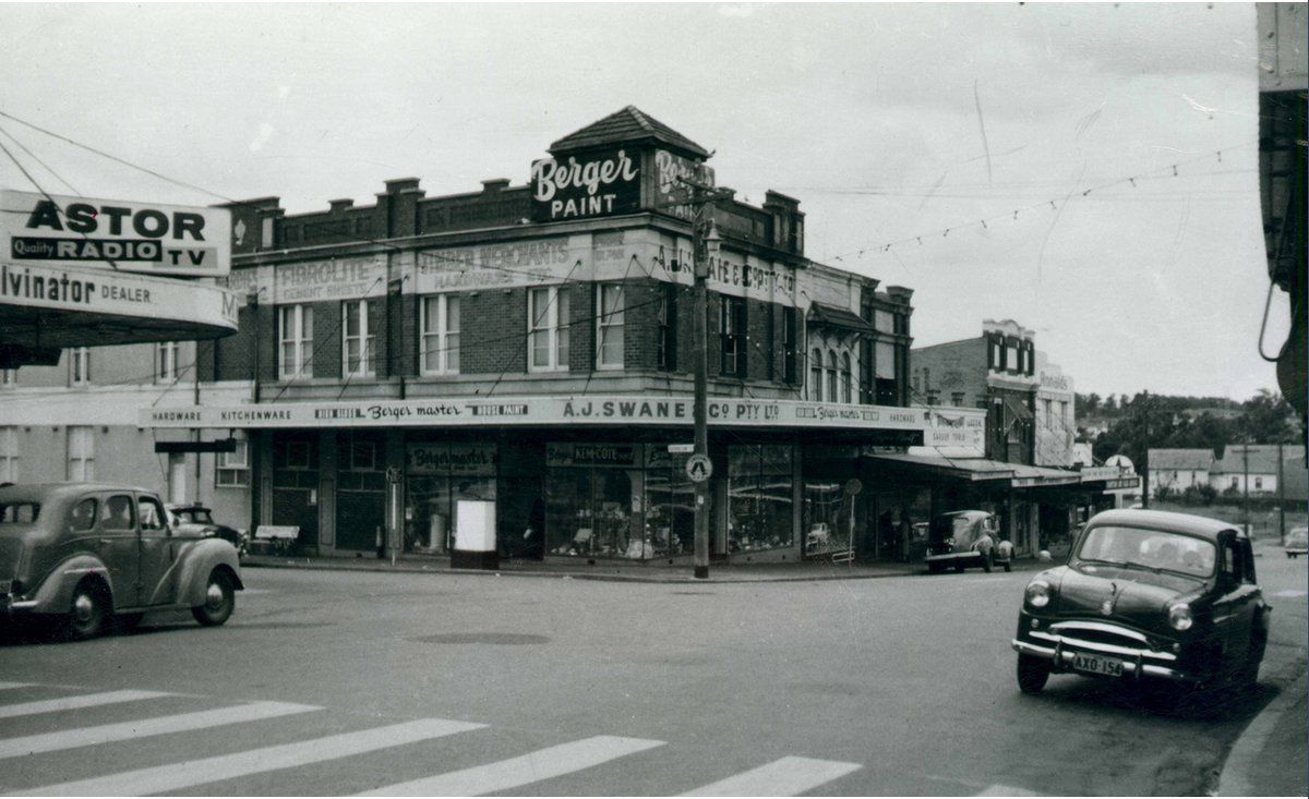 A. J. Swane and Co. Hardware Store Corner of North Terrace and Fetherstone Street, 1959, Bankstown