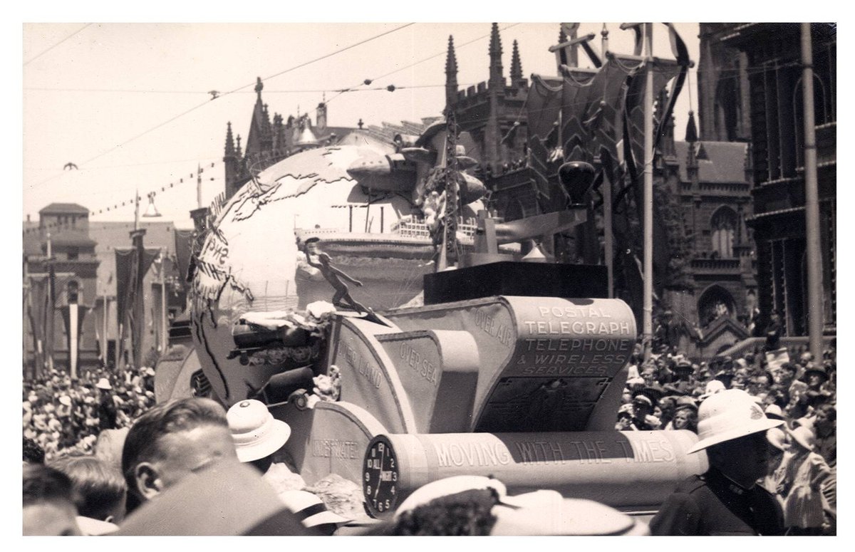 Postal Telegraph, Telephone and Wireless Services Float- "Australia's March to Nationhood" Sesquicentenary Celebrations 1938, Sydney city centre