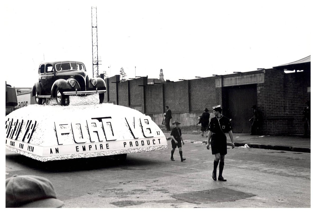 Ford V8 float- “Australia's March to Nationhood” Australian 150th Anniversary Celebration, Moore Park (1938)
