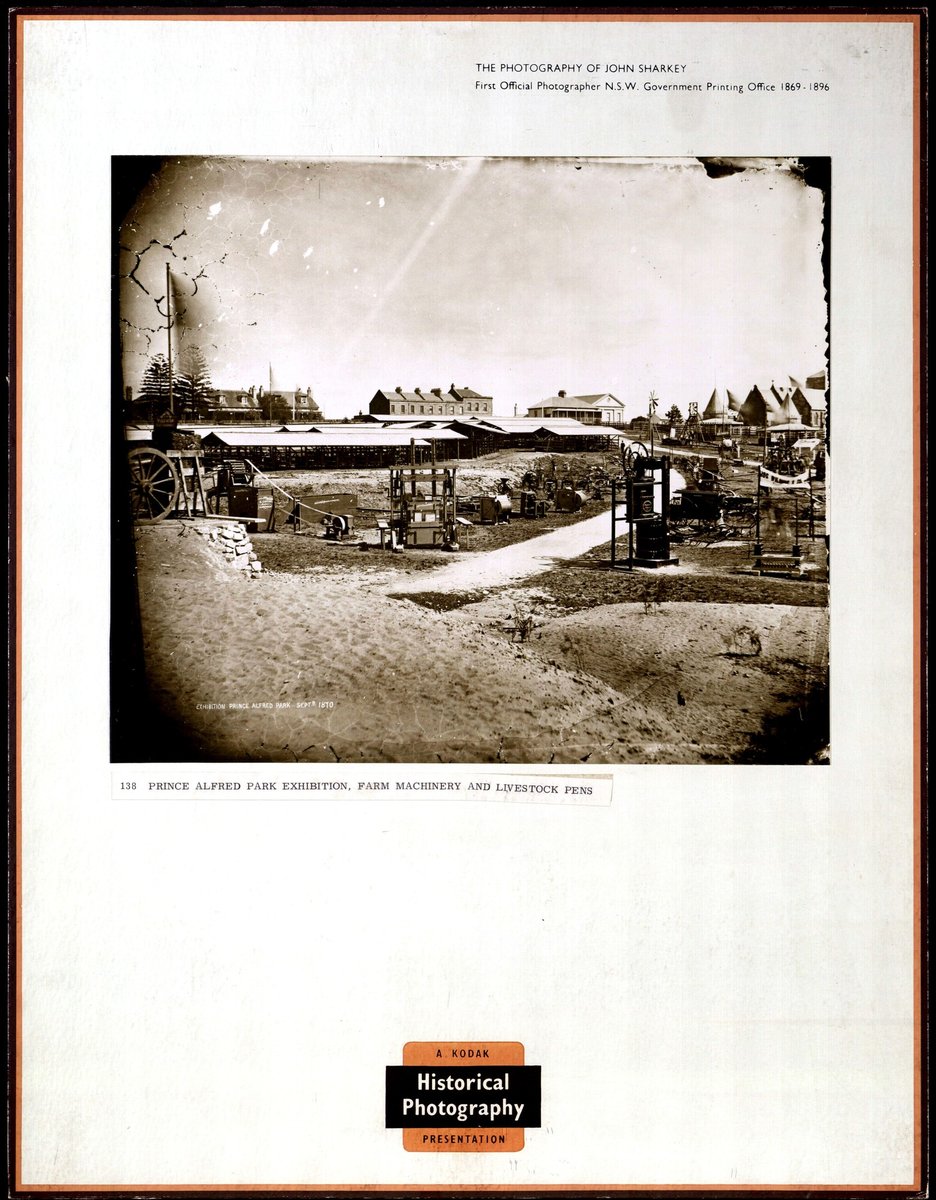 138. Prince Alfred Park Exhibition, Farm Machinery and Livestock Pens. (1870) John Sharkey, Botany