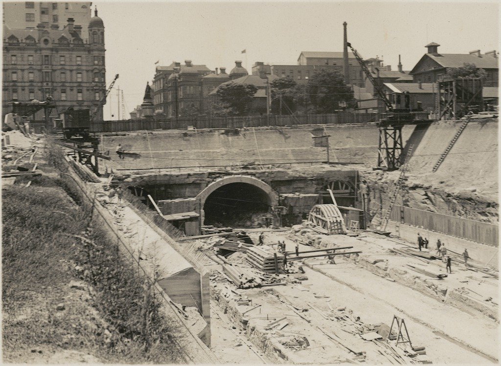 Open cut underground railway now completed, Museum Station, Sydney, New South Wales, ca. 1925 (1924)