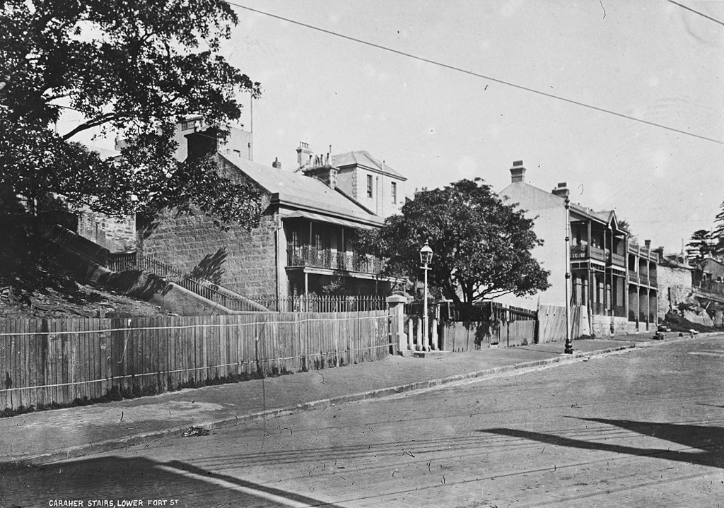 Caraher Stairs, Lower Fort Street from The Powerhouse Museum Collection, Dawes Point (c. 1900)