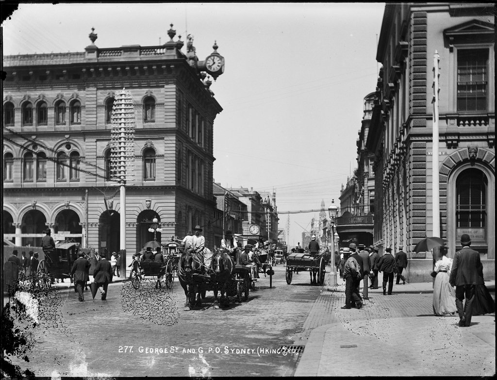 George Street and GPO, Sydney from The Powerhouse Museum Collection, Sydney city centre (c. 1900)