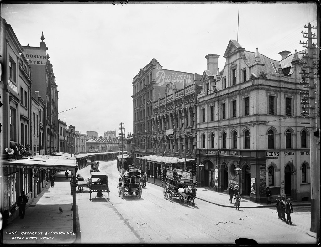 George Street by Church Hill, Sydney from The Powerhouse Museum Collection, Sydney city centre (c. 1900)