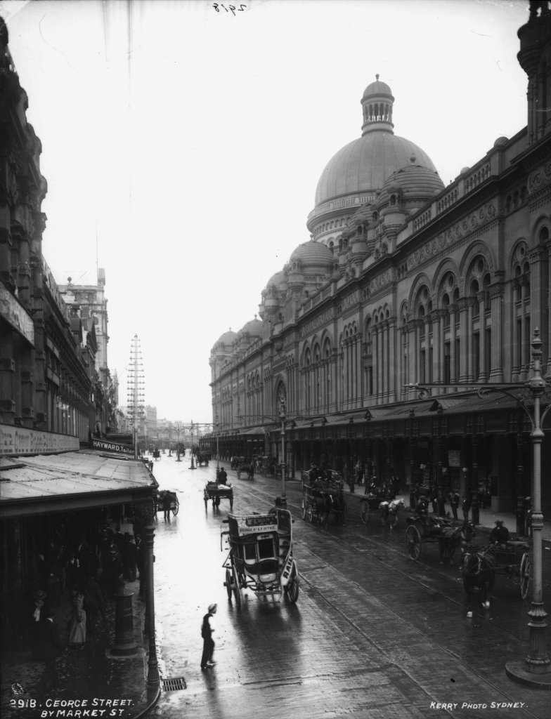 George Street by Market Street, Sydney from The Powerhouse Museum Collection, Sydney city centre (c. 1900)