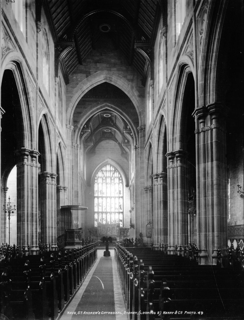 Nave, St. Andrew's Cathedral, Sydney, (Looking E) from The Powerhouse Museum Collection, Sydney city centre (c. 1900)
