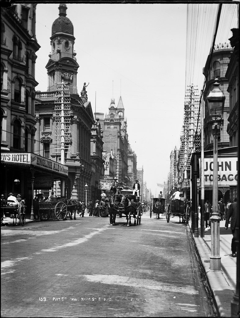 Pitt Street from King Street, Sydney from The Powerhouse Museum Collection, Sydney city centre (c. 1900)
