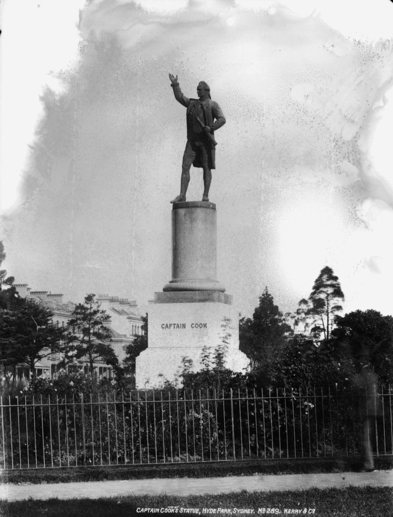 Statue of Captain Cook, Hyde Park, Sydney from The Powerhouse Museum Collection, Sydney city centre (c. 1900)