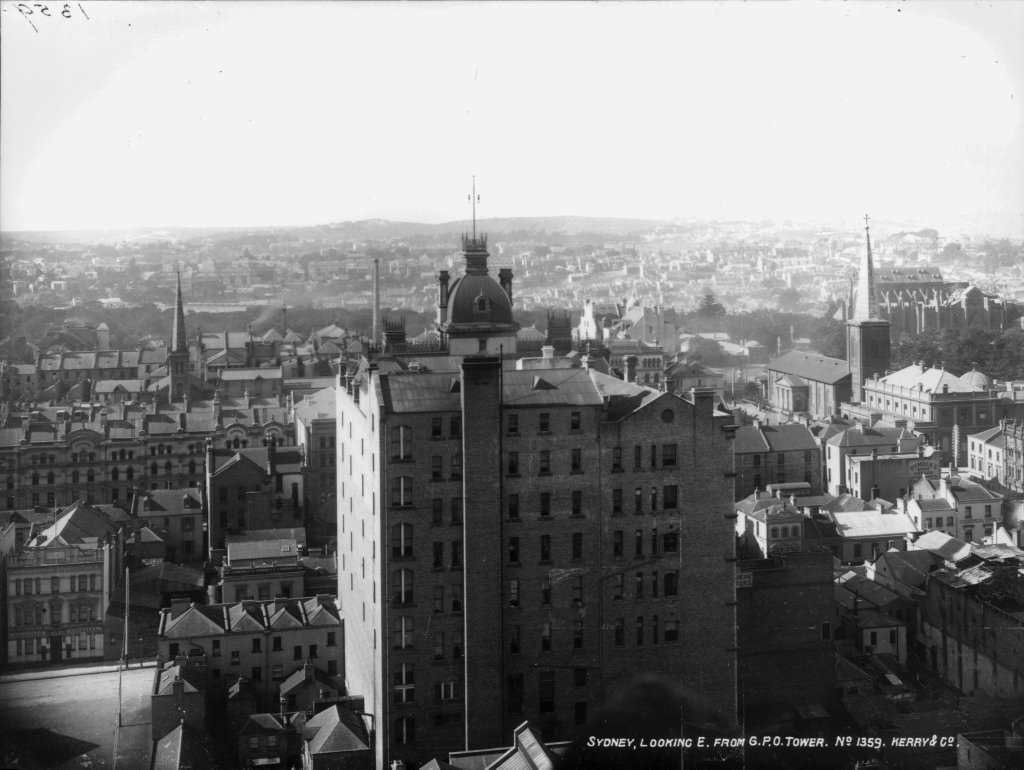 Sydney, looking east, from GPO Tower from The Powerhouse Museum Collection, Sydney city centre (c. 1900)