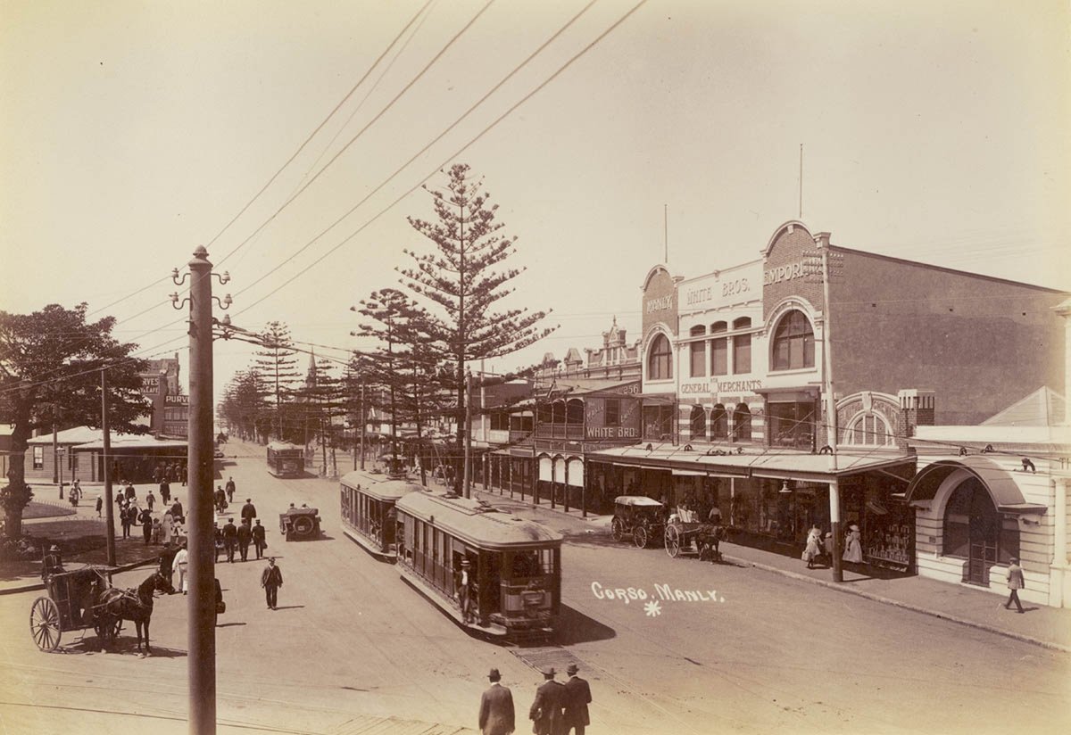 Trams on Manly Corso, c.1905 - by the Star Photo Co (c. 1905)