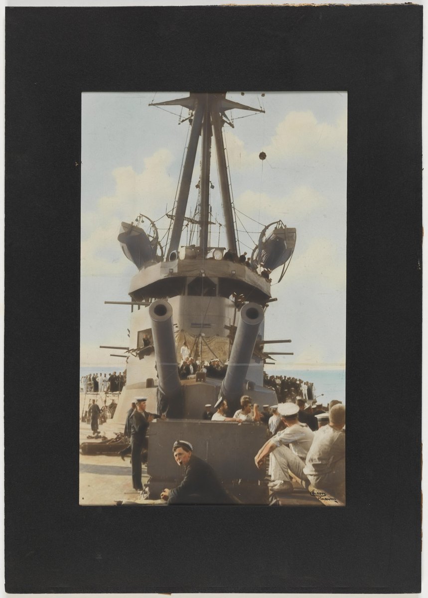 H.M.A.S. Australia crew waiting departure of the Sydney destroyer for a night raid on (Rabaul) (1917)