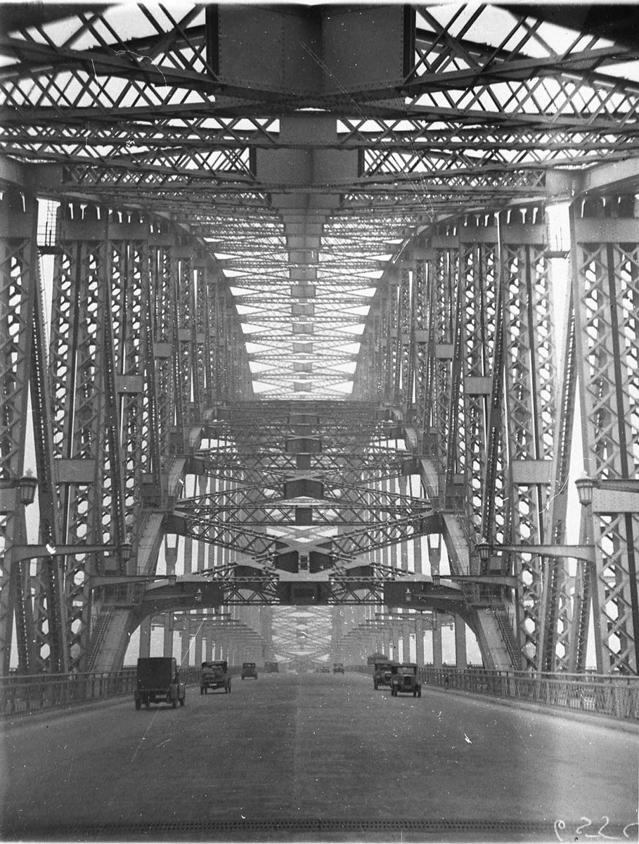 Some of the first vehicles across the (Sydney Harbour) Bridge, 20 March 1932 - photographer Sam Hood