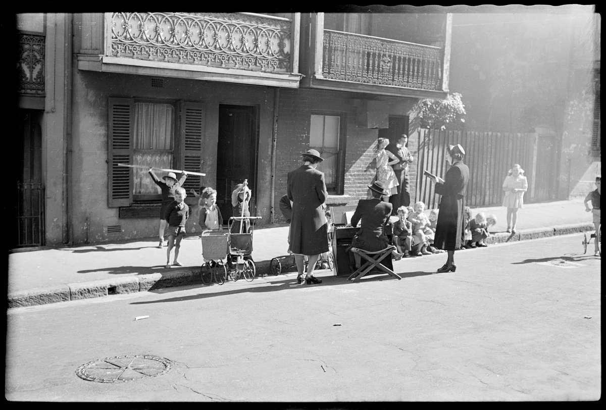 Salvation Army - Surry Hills Sunday morning service in street, Sept 1949, from Series 02- Sydney people & streets, 1948-1950, photographed by Brian Bird