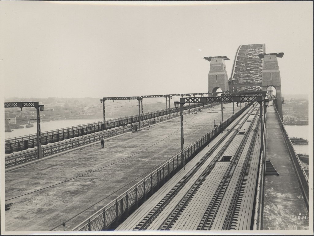 Train tracks on Harbour Bridge, 1932, Sydney Harbour