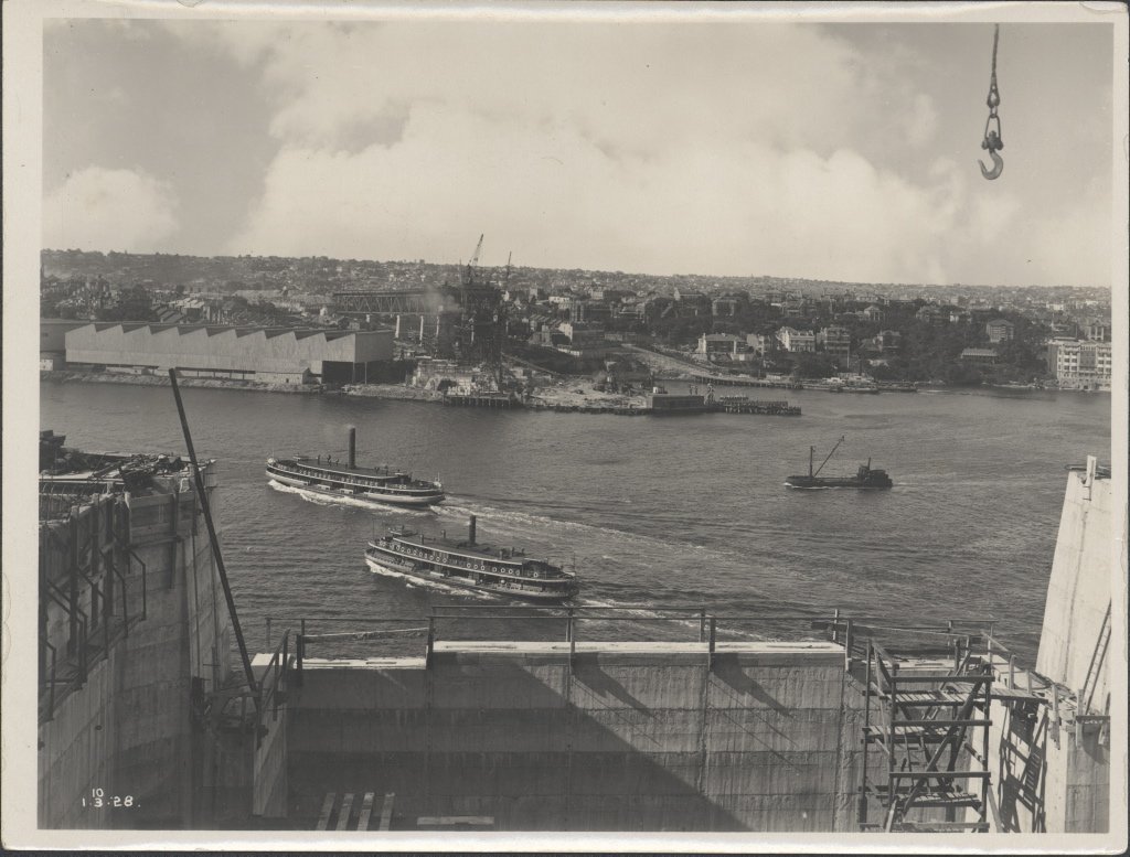 View from southern approach of the Sydney Harbour Bridge, 1928