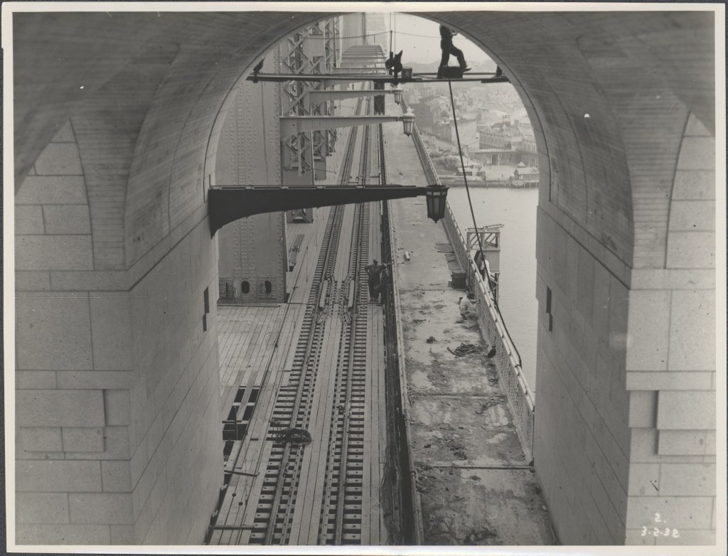 Train lines on the Harbour Bridge, 1932, Sydney Harbour