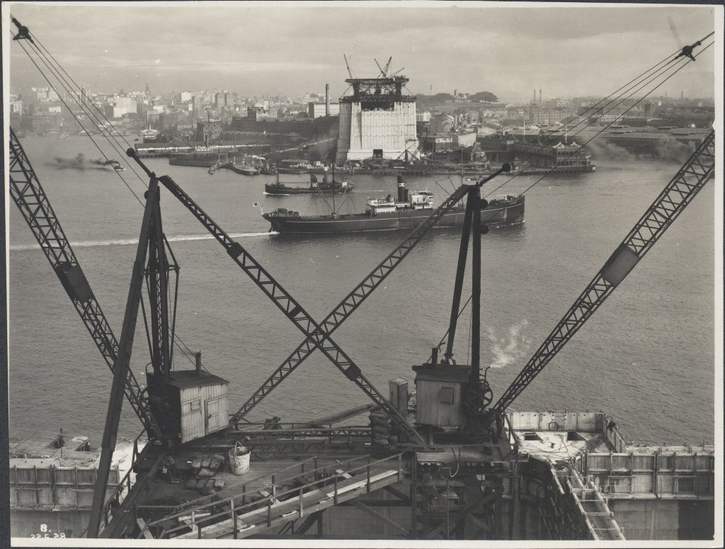 View from the northern abutment of the Sydney Harbour Bridge, 1928