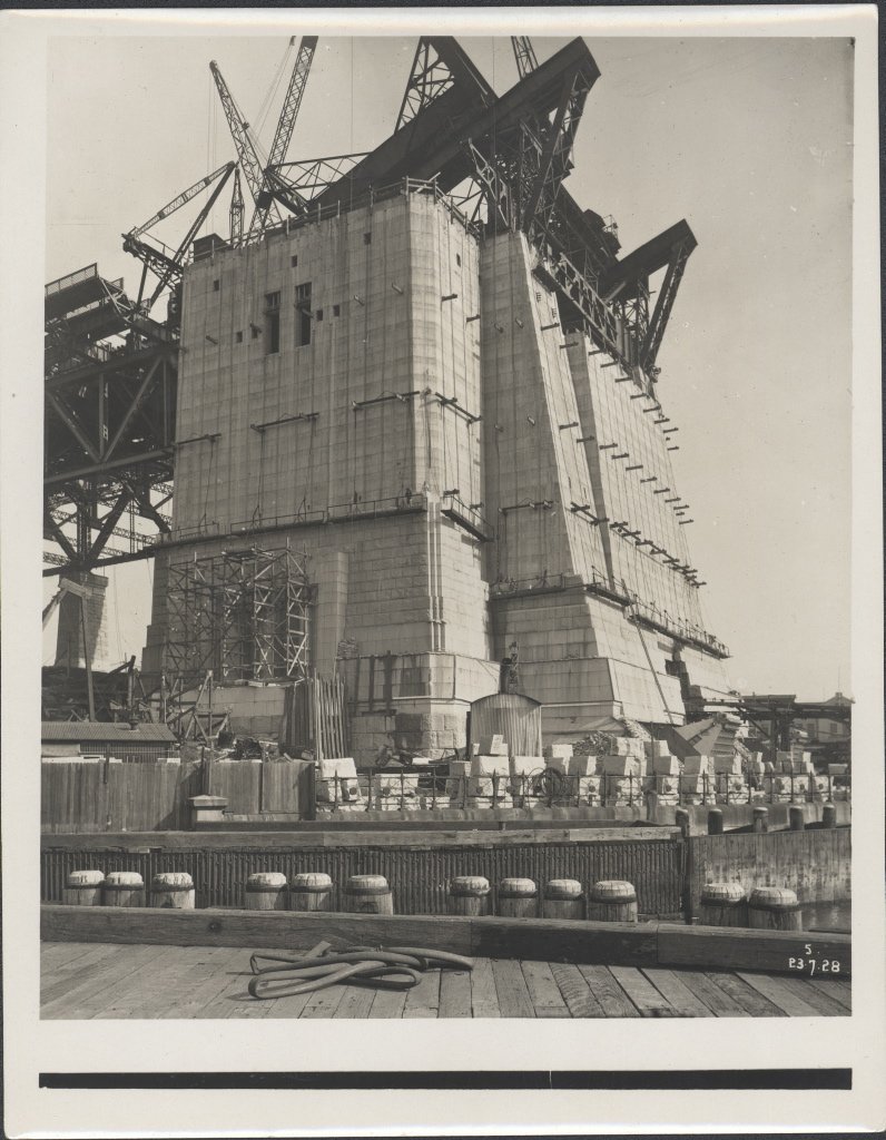 Northern abutment for the Sydney Harbour Bridge, 1928