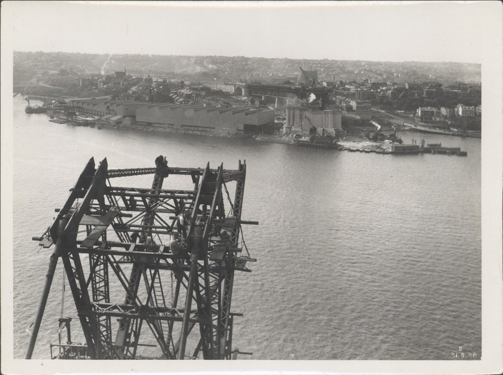 From the southern abutment of Sydney Harbour Bridge, 1928, Milsons Point