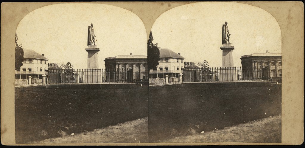 Stereoview of Governor Bourke's Statue Sydney, 1858 - 1860