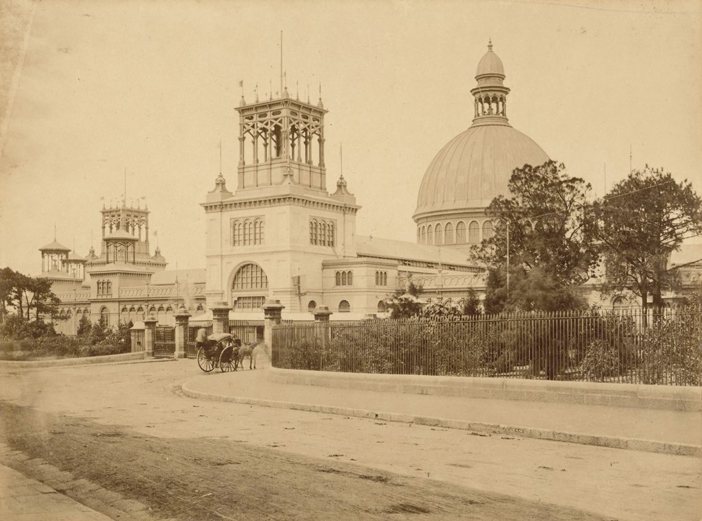 The Garden Palace- Macquarie Street entrance of the Garden Palace, Sydney city centre (1880)