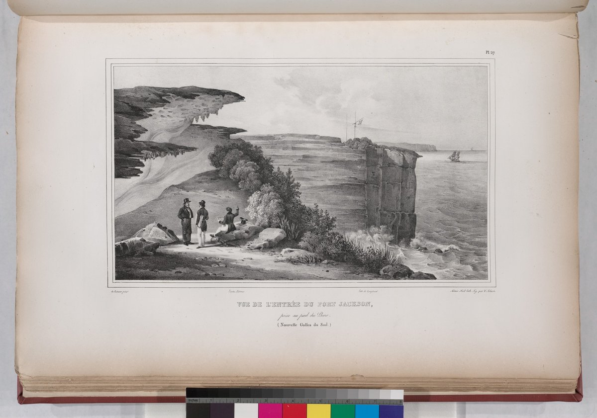 Vue de L'entrée du port Jackson. prise au pied du Phare. (Nouvelle Galles du Sud.) (NYPL b13624459-1266796), Sydney Harbour (1833)